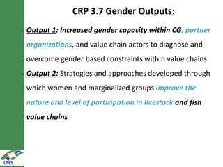 Engendering research in LIVES value chain development interventions