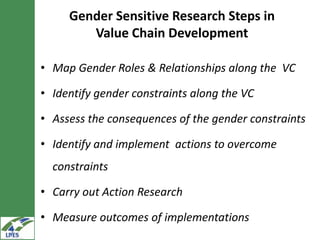 Engendering research in LIVES value chain development interventions