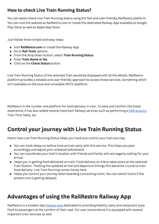 Live Train Running Status Take Control of Your Journey Now | PDF