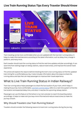 Essential Live Train Running Status Tips for Stress-Free Travel | PDF