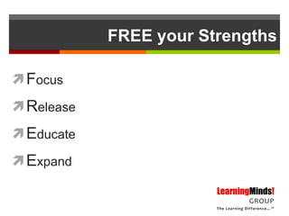 FREE your Strengths

 Focus
 Release
 Educate
 Expand
 