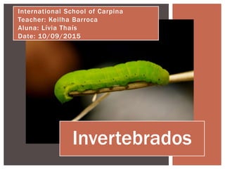 Invertebrados
International School of Carpina
Teacher: Keilha Barroca
Aluna: Lívia Thaís
Date: 10/09/2015
 