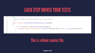 EACH STEP DRIVES YOUR TESTS
This is a Behat context file.
@samuelroze - 2020
 