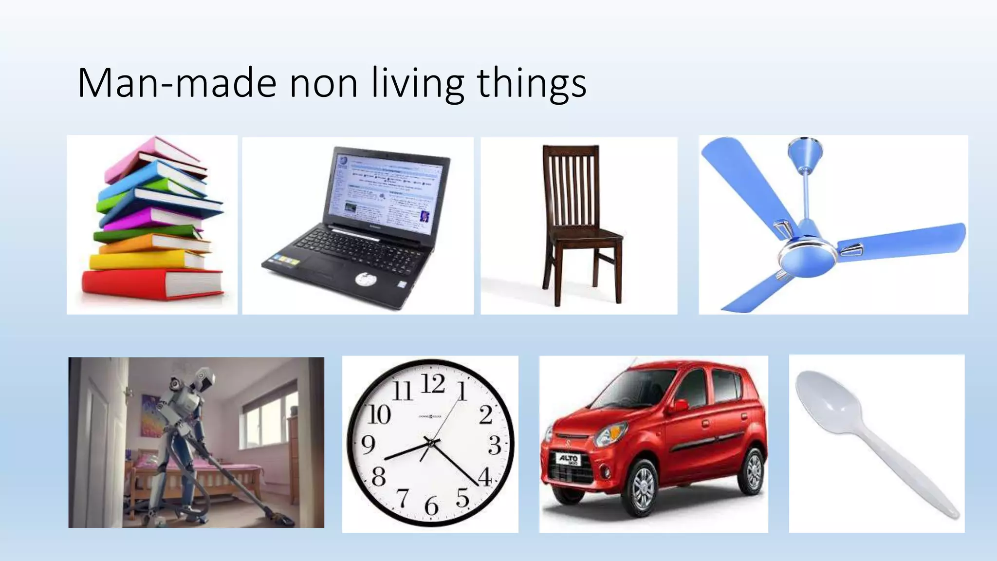 Man-made non living things
 