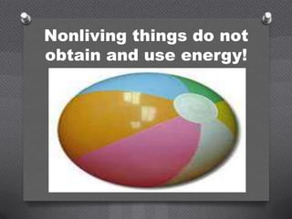 Nonliving things do not
obtain and use energy!
 