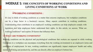 Comprehensive Overview of Working and Living Conditions at Work | PPTX