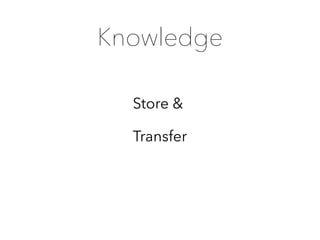 Knowledge
Store &
Transfer
 