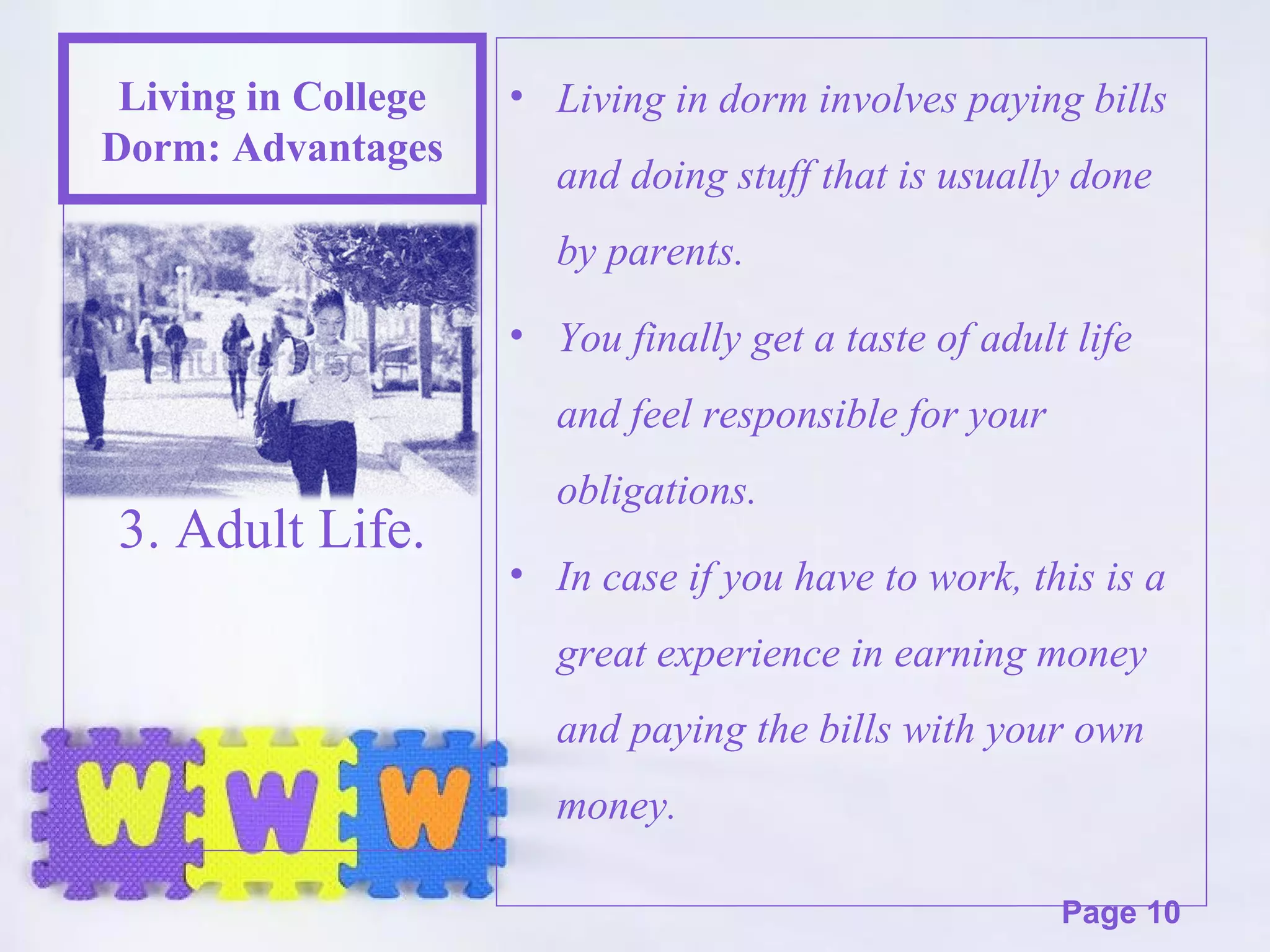 Living in a dorm vs. living with papernts how to make a choice | PPT