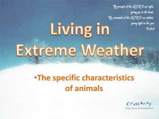 •The specific characteristics
        of animals
 