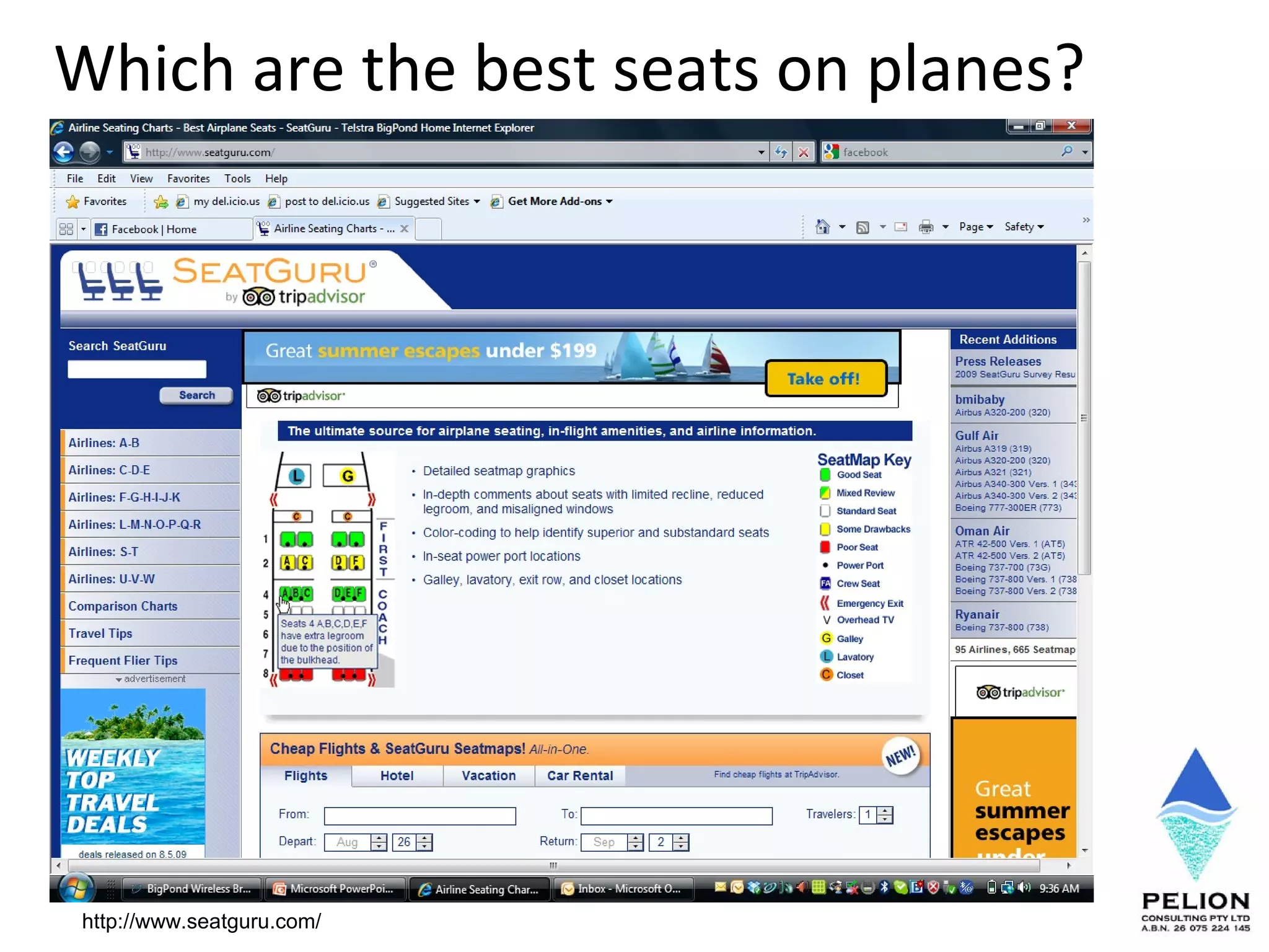 Which are the best seats on planes? http://www.seatguru.com/ 