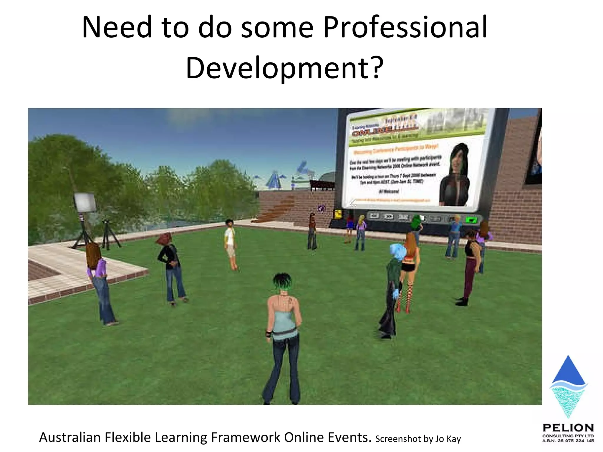 Need to do some Professional Development? Australian Flexible Learning Framework Online Events.  Screenshot by Jo Kay 