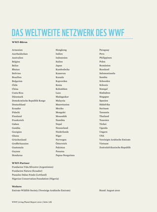 DAS WELTWEITE NETZWERK DES WWF
 