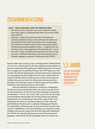 ZUSAMMENFASSUNG




                  1,5 JAHRE
                  FÜR DIE ERZEUGUNG
                  DER IM JAHR 2007
                  VERBRAUCHTEN
                  ERNEUERBAREN
                  RESSOURCEN
 