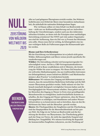 NULL
 ZERSTÖRUNG
VON WÄLDERN
WELTWEIT BIS
       2020




   BEENDEN
  VON ÜBERFISCHUNG
 UND ZERSTÖRERISCHEN
   FANGPRAKTIKEN
 