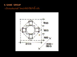 6. GAME GROUP
- บริเวณเล่นเกมส์ โดยปกติมักใช้เก้าอี้4 ตัว
 