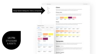 UX PIN
STYLEGUIDE
& ASSETS
Design System Styleguide, Tokens, Components
 