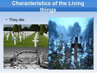 
They die.
Characteristics of the Living
things
 