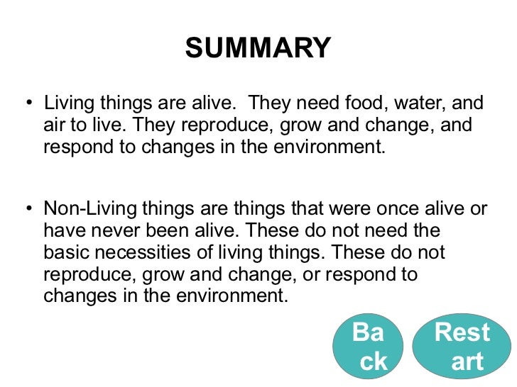 Living things and non living things learning object