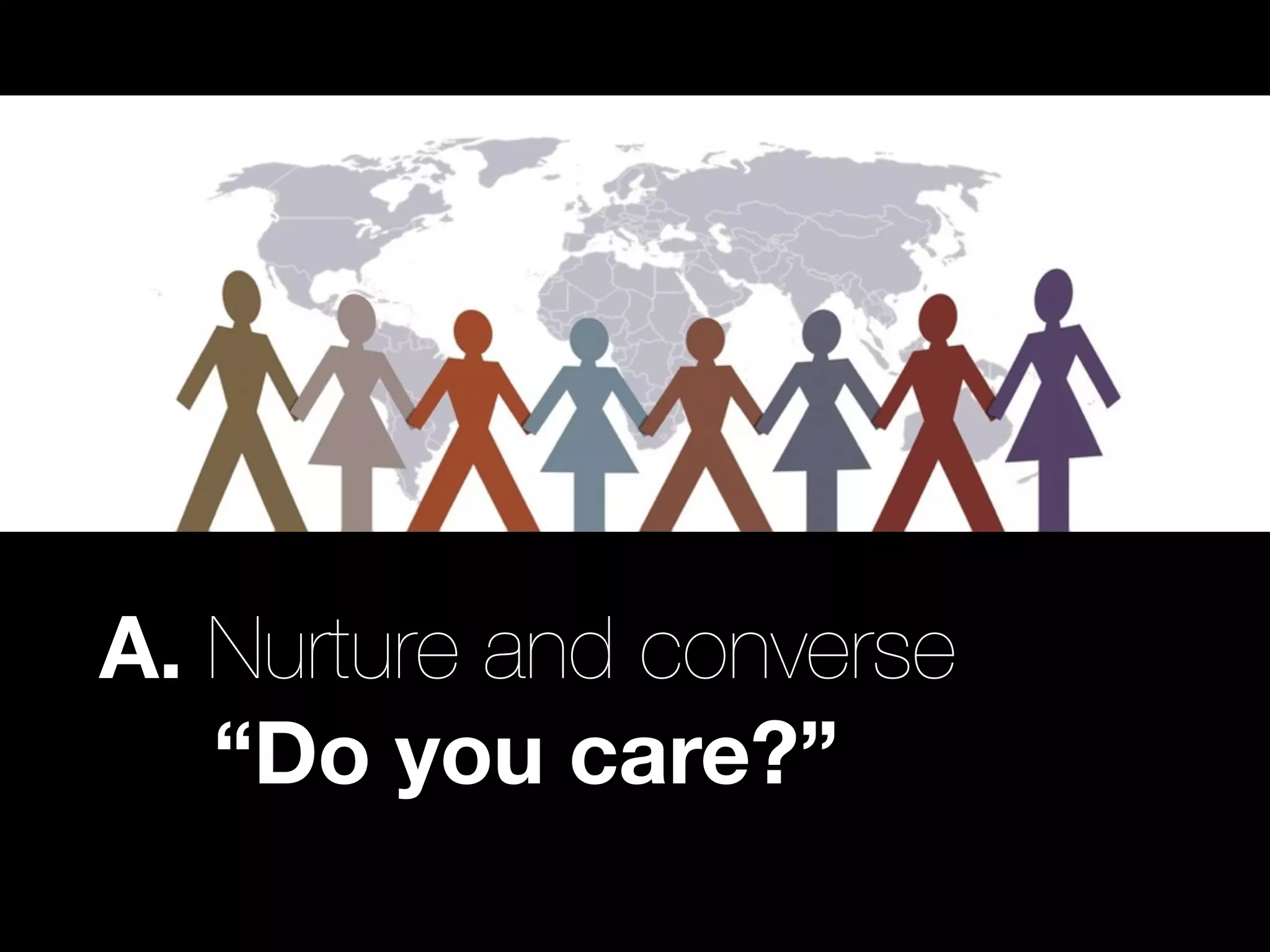 A. Nurture and converse

 
 “Do you care?”
 