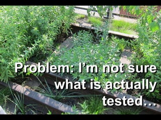 Problem: I’m not sure
what is actually
tested…
 