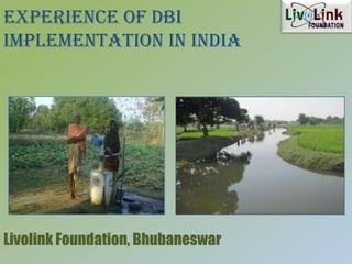Experience of DBI
Implementation in India
Livolink Foundation, Bhubaneswar
 