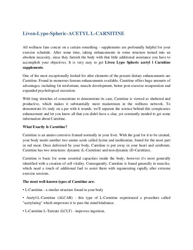 Livon Lypo Spheric Acetyl L Carnitine