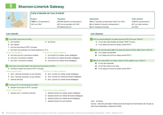 5 Shannon-Limerick Gateway 
Carte d’identité de l’aire d’intérêt 
Surface Population Urbanisation Trafic maritime 
7 968 km² correspondant à 373 473 habitants correspondant à 146 km² urbanisés correspondant à 0,2 % de l’ENO 9 134 Mt correspondant à 
1,0 % de l’ENO 0,2 % de la population de l’ENO 20 km² dédiés à l’industrie correspondant à 0,7 % du trafic maritime 
47 habitants par km² 32,2 % d’espaces urbanisés de l’ENO 
Les noeuds Les réseaux 
1 port (0,4 % des ports de l’ENO) 0 km de voies fluviales (0 % du réseau fluvial de l’ENO), 0 km pour 1000 km² 
1 port maritime 0 port ferries 0 % sont des voies fluviales de classes CEMT V et plus 
0 port intérieur 0 % du réseau est inscrit au réseau central RTE-T 
1 port est inscrit dans le RTE-T principal 
1 port avec une profondeur de chenal supérieure à 15 m 362 km de voies ferroviaires (0,9 % du réseau ferroviaire de l’ENO), 45,4 km pour 1000 km² 
Niveau d’intermodalité Proximité d’un réseau stratégique 26 % du réseau est électrifié 
0 port avec plus de 3 connexions modales 1 port proche d’un réseau routier stratégique 50 % du réseau est inscrit au réseau central RTE-T 
0 port avec 3 connexions modales 0 port proche d’un réseau ferroviaire stratégique 
1 port avec 2 connexions modales 0 port proche d’un réseau fluvial stratégique 384 km de routes (0,9 % du réseau routier de l’ENO), 48,2 km pour 1000 km² 
80 % sont des autoroutes 
2 terminaux ferroviaires (0,5 % des terminaux ferroviaires de l’ENO) 20 % sont des routes à 2x2 voies 
0 terminal bi-modal inscrit dans le RTE-T principal 69 % du réseau est inscrit au réseau central RTE-T 
Niveau d’intermodalité Proximité d’un réseau stratégique 
1 term.* rail/route connecté à un port maritime 0 term.* proche d’un réseau routier stratégique 
0 term.* rail/route connecté à un port intérieur 0 term.* proche d’un réseau ferroviaire stratégique 
1 terminal rail/route 0 term.* proche d’un réseau fluvial stratégique 
1 aéroport (1,1 % des aéroports de l’ENO) 
0 aéroport inscrit dans le RTE-T principal 
Niveau d’intermodalité Proximité d’un réseau stratégique 
1 aéroport avec 1 connexion rail/route 1 aéroport proche d’un réseau routier stratégique 
0 aéroport proche d’un réseau ferroviaire stratégique 
0 aéroport proche d’un réseau fluvial stratégique 
1 aéroport proche d’un port maritime *term. : terminaux 
Sources : Atlas des principales infrastructures de transport de marchandises de l’Europe du 
Nord-Ouest (Weastflows, traitements AURH) 
32 Atlas analytique - Le transport de marchandises en Europe du Nord-Ouest : dynamiques territoriales, infrastructures et échanges interrégionaux - AURH - Septembre 2014 
 