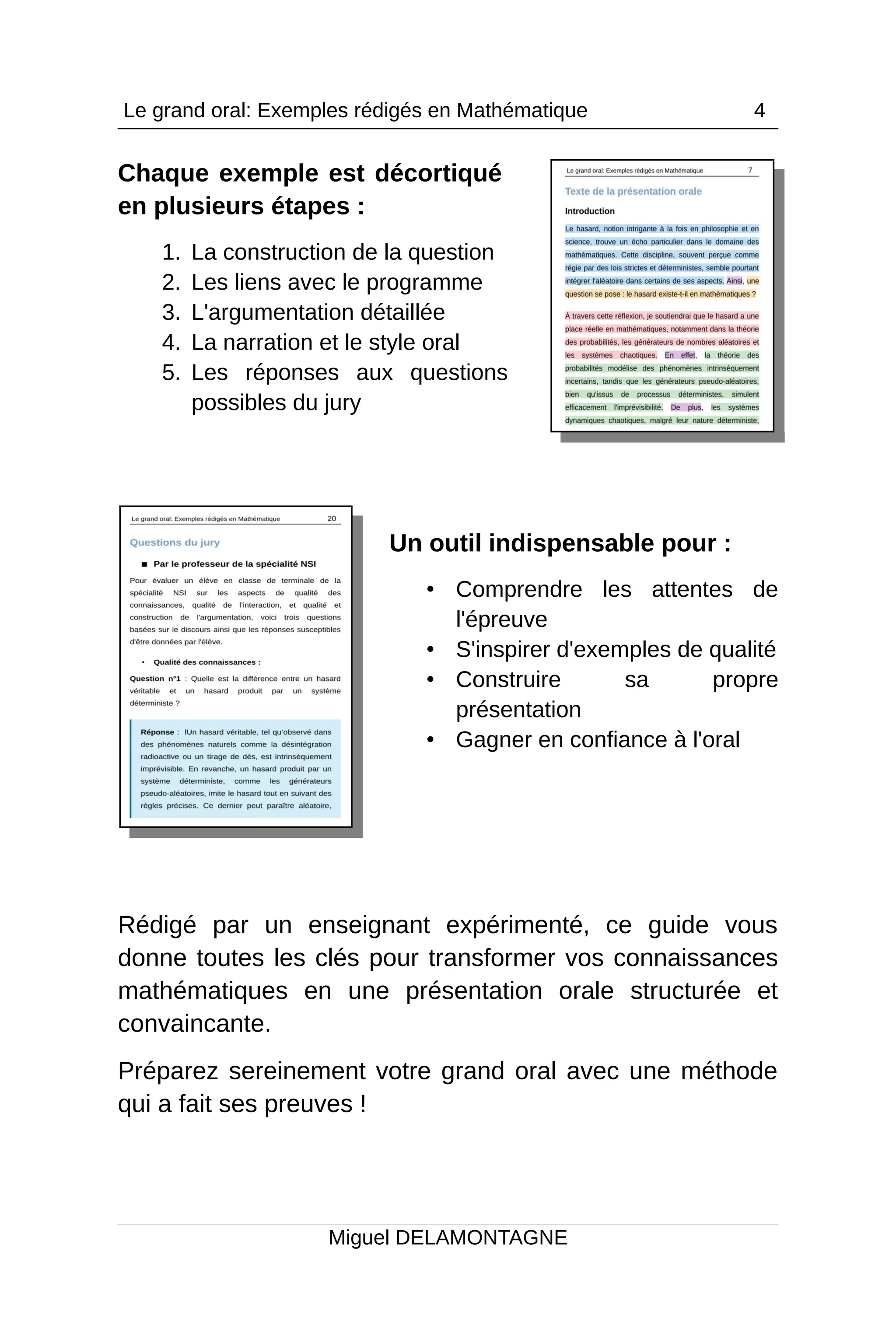 Livre Le Grand Oral Exemples rédigés Spécialité NSI Extrait PDF