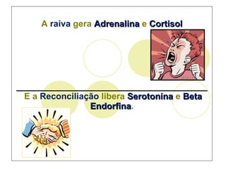 A  raiva  gera  Adrenalina  e  Cortisol _______________________________________ E a  Reconciliação  libera  Serotonina  e  Beta Endorfina . 