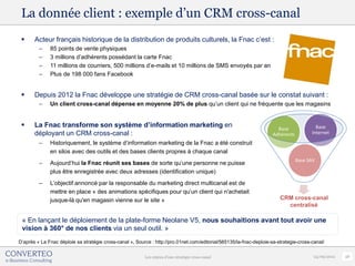La donnée client : exemple d’un CRM cross-canal
      Acteur français historique de la distribution de produits culturels...