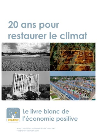 20 ans pour
restaurer le climat




        Le livre blanc de
        l’économie positive
  Anne Gouyon et Maximilien Rouer, mars 2007
  livreblanc@becitizen.com
 