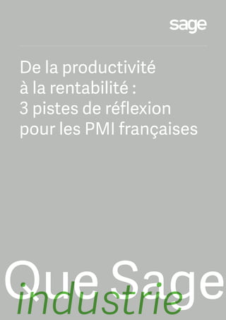 De la productivité
à la rentabilité :
3 pistes de réflexion
pour les PMI françaises
Que Sageindustrie
 