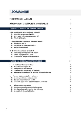 SOMMAIRE

    PRESENTATION DE LA CHAIRE                                        4

    INTRODUCTION : LE SOCIAL EST-IL MONE...