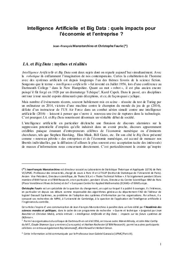 Ia Et Big Data Mythes Et Réalité - 