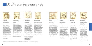 A chacun sa confiance



 Émilie,                    Kathleen,                     Mathieu,                    Carolina,                Assia,                     Ruben,                        Alexis,                   Victoria,
 CANADA                     USA                           BRESIL                      ARGENTINE                MAROC                      ESPAGNE                       FRANCE                    AUSTRALIE
 « J’ai confiance en        « De nombreux                 « J’ai confiance dans       « Je n’ai pas vraiment   « Je suis confiante        « Je n’ai pas vraiment        « Même si j’aime          « J’ai confiance
 l’avenir de mon            Américains partagent          l’avenir de la France       confiance dans mon       en l’avenir du Maroc       confiance dans                la France et que          en mon avenir
 pays. Après toutes         cette confiance en soi :      même si aujourd’hui,        pays, car comme          puisque c’est un pays de   mon pays. La crise            j’aimerais rester         personnel, car je suis
 ces années, cette          on nous a enseigné que        dans notre pays,            beaucoup d’Argentins,    paix, d’ouverture et de    économique mondiale           y travailler à long       épanouie dans ma
 nation n’a pas cessé       notre pays était une          les temps sont durs         je suppose que c’est     liberté. Nous avons un     a mis en évidence le          terme, je pense que       vie. J’ai deux beaux
 d’évoluer et je constate   terre d’opportunités et       économiquement. J’ai        comme ça et que          roi qui nous gouverne,     fait que les Espagnols        dans les années à         enfants, un mari qui
 aujourd’hui que ce         que tout y était possible.    plus confiance dans         ça ne changera pas.      qu’on aime et qui assure   manquent d’esprit             venir, nous aurons un     se plaît dans son
 pays est généralement      Beaucoup d’entre nous         l’avenir du Brésil, car     Dans notre pays il y     la stabilité du pays et    entrepreneurial, de           réel défi à relever. Je   travail et je sais que
 bien convoité par les      grandissent avec cet          c’est un pays en plein      a de gros problèmes      son développement. De      capacité d’innovation         reviens d’un séjour       si je veux retrouver
 étrangers, surtout         espoir et si ce n’est pas     boom économique et          de corruption, de        plus, les Marocains sont   et qu’ils ont trop pris       en Chine, en voyant       du travail à court ou
 lorsqu’il est question     pour eux, alors ce sera       dans lequel j’ai une plus   délinquance, etc... »    des gens ambitieux et      l’habitude d’être assistés.   ce que les Chinois        moyen terme, je le
 de sécurité nationale      pour leurs enfants. »         grande valeur ajoutée,                               entreprenants. »           Cependant, j’ai confiance     sont capables de faire    pourrai, car l’Australie
 et de stabilité                                          et donc de meilleures                                                           en moi et en ma capacité      aujourd’hui, je doute     est économiquement
 économique. »                                            perspectives de                                                                 à être sérieux. »             de nos capacités à        en pleine expansion
                                                          développement. »                                                                                              réussir. »                et recherche des
                                                                                                                                                                                                  profils professionnels
                                                                                                                                                                                                  tels que le mien. »
Ces témoignages tendent à nuancer les résultats d’enquêtes basées sur des critères subjectifs.

64                                                                                                                                                                                                                           65
 