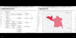 ARBORESCENCE                                                                                                                              MAQUETTE
         PRESENTATION
      + Comment ça marche ?

             ACCUEIL
                                                                                                                                                                                                                                                             ET TOI?
                                                                                                                                                                                                                                                             a i d e   m o i   s i   t u   p e u x
                                             Zoom                    Logger ou S’inscrire         EXPLICATION SERVICE
          - Carte de France
                                     (Région s’agrandit, villes   (La fenêtre apparaît au des-           - Floozer
             - Se logger
                                     apparaissent au survol)      sus de la carte de France)            - Floozmi
             - S’inscrire


                PROFIL
            - Menu Général
                                                                                                                                                     St-Brieuc
          - Visualisation Profil
                                                                                                                                                 Quimper         Rennes
         - Visualisation Floozi                                        FORMULAIRE
                                                                                                     ROLE FLOOZER          ROLE FLOOZMI
               - S’inscrire                                           D’INSCRIPTION
              - Demandes                                                                                                                                     Vannes
                 - Offres                                                                                                                                                 Bretagne
            - Récompenses

          MES DEMANDES                    MES OFFRES
            - Menu Général                                           MES RECOMPENSES
                                          - Menu Général
              - Sous Menu                                                - Menu Général               ROLE FLOOZI
                                            - Sous Menu
      - Visualisation Demandes                                             - Sous Menu
                                       - Visualisation Offres
        - Visualisation Nombre                                    - Visualisation Récompenses
                                     - Visualisation Validation
               Réponses

              LES OFFRES            COMMUNICATION FLOO-
             - Menu Général              SER/FLOOZMI                  LES DEMANDES
               - Sous Menu               - Menu Général                 - Menu Général
                                                                                                 EXPLICATION RECOMPENSES
          - Rappel Demande                 - Sous Menu                    - Sous Menu
      - Différentes Offres Propo-             - Profils            - Différentes Demandes
                                                                                                                                                                                                                                                                    / Devenir membre
                  sées                 - Rappel Demande
                                                                                                                                                                                                                                                                      / Accès membre
                                                                  PROPOSITION D’OFFRE
                                                                         - Menu Général
                                                                           - Sous Menu
                                                                    - Info Profil + Demande
                                                                   - Détails de la Demande
                                                                           - «Je Flooze»
                                                                                                                                                                                 C   2 0 1 1   -   E t   To i   -   To u s   D r o i t s   R é s e r v é s
                                                                                                                                                                                                                                                                                         O ok




108                                                                                                                                                                                                                                                                                                  109
 