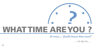 Et vous.... Quelle heure êtes vous?
                                                  … tic tac tic …
                                                               Bastien Kerspern / Marine Ma
           Julien Bouret / Charlotte Mourey / Mathieu Bissuel / Pauline Lecoursenois / Pierre
130                                                                                 131
 