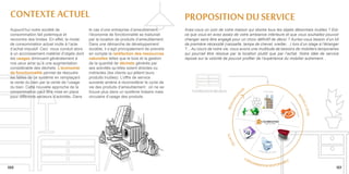 CONTEXTE ACTUEL                                                                                                       PROPOSITION DU SERVICE
 Aujourd’hui notre société de                 le cas d’une entreprise d’ameublement,                                   Avez-vous un coin de votre maison qui stocke tous les objets désormais inutiles ? Est-
 consommation fait polémique et               l’économie de fonctionnalité se traduirait                               ce que vous en avez assez de votre ambiance intérieure et que vous souhaitez pouvoir
 rencontre des limites. En effet, le mode     par la location de produits d’ameublement.                               changer sans être engagé pour un choix définitif de décor ? Auriez-vous besoin d’un kit
 de consommation actuel incite à l’acte       Dans une démarche de développement                                       de première nécessité (vaisselle, lampe de chevet, oreiller…) lors d’un stage à l’étranger
 d’achat impulsif. Ceci nous conduit alors    durable, il s’agit principalement de prendre                             ?... Au cours de notre vie, nous avons une multitude de besoins de mobiliers temporaires
 à un accroissement matériel d’objets dont    en compte la raréfaction des ressources                                  qui pourrait être résolue par la location plutôt que par l’achat. Notre idée de service
 les usages diminuent généralement à          naturelles telles que le bois et la gestion                              repose sur la volonté de pouvoir profiter de l’expérience du mobilier autrement...
 nos yeux ainsi qu’à une augmentation         de la quantité de déchets générés par
 considérable des déchets. L’économie         ses activités qu’elles soient directes ou                                                                                                                     FOURNISSEUR MEUBLES
 de fonctionnalité permet de résoudre         indirectes (les clients qui jettent leurs
 les failles de ce système en remplaçant      produits inutiles). L’offre de service
 la vente du bien par la vente de l’usage     suivante amène à reconsidérer le cycle de
 du bien. Cette nouvelle approche de la       vie des produits d’ameublement : on ne se
                                                                                                                                     FOURNISSEUR MEUBLES                                  N
 consommation peut être mise en place         trouve plus dans un système linéaire mais                                                                                                IO                          STOCKAGE




                                                                                                                                                                             AT
 pour différents secteurs d’activités. Dans   circulaire d’usage des produits.




                                                                                                                                                                                                                                                           NO
                                                                                                                                                                                                       GE




                                                                                                                                                                       IS
                                                                                                                                                                                                     LA




                                                                                                                                                                     OR
                                                                                                                                                                                                  YC




                                                                                                                                                                                                                                                             UV
                                                                                                                                                                                         EC
                                                                                                                                                                   AL




                                                                                                                                                                                                                                                               ELL
                                                                                                                                                                                       /R




                                                                                                                                                                                                                                               CO
                                                                                                                                                                                                                                                 MM
                                                                                                                                                                                  ION
                                                                                                                                                                REV




                                                                                                                                                                                                                                                                   E
                                                                                                                                                                                                                                                   AN
                                                                                                                                                                                RAT




                                                                                                                                                                                                                                                                  OFFRE
                                                                                                                                                                                                                                                     DE
                                                                                                                                                                              RESTAU
                                                                                                                   N




                                                                                                                                                                                                                                                         CLIEN
                                                                                                                IO                         STOCKAGE




                                                                                                       AT




                                                                                                                                                                                                                                                              T
                                                                                                                                                                                NO
                                                                                                                                GE




                                                                                                    IS
                                                                                                                              LA                                                                                 L’ALTERNATIVE




                                                                                                  OR
                                                                                                                           YC




                                                                                                                                                                                  UV
                                                                                                                                                                                                                       Louez vos envies




                                                                                                                  EC
                                                                                                AL




                                                                                                                                                                                    ELL
                                                                                                                /R




                                                                                                                                                                    CO
                                                                                                                                                                      MM
                                                                                                           ION
                                                                                             REV




                                                                                                                                                                                        E
                                                                                                                                                                        FIN D
                                                                                                                                                                         AN
                                                                                                         RAT




                                                                                                                                                                                              OFFRE




                                                                                                                                                                                                                                                    TAGE
                                                                                                                                                                           DE
                                                                                                       RESTAU




                                                                                                                                                                             E LO
                                                                                                                                                                    ETS
                                                                                                                                                                              CLIEN




                                                                                                                                                                                                                                                    ON
                                                                                                                                                                                 CA
                                                                                                                                                                  CH




                                                                                                                                                                                                                                                   &M
                                                                                                                                                                                   TIO
                                                                                                                                                                                              N




                                                                                                                                                                                    T




                                                                                                                                                                                                                                               N
                                                                                                                                          L’ALTERNATIVE




                                                                                                                                                                E




                                                                                                                                                                                                                                             SO
                                                                                                                                                                                                                                               I




                                                                                                                                                                        D
                                                                                                                                                                                                                                             RA
                                                                                                                                            Louez vos envies
                                                                                                                                                                                                                                          LIV
                                                                                                                                                                                                               USA
                                                                                                                                                                                                                  GE   PAR LE CLIENT




                                                                                                         FIN D




                                                                                                                                                                         TAGE
                                                                                                                                                                                          CO




                                                                                                              E LO
                                                                                                 ETS
                                                                                                                                                                                             N                           BLE




                                                                                                                                                                         ON
                                                                                                                                                                                                      SOM




                                                                                                                  CA
                                                                                                                                                                                                          MATION RESPONSA

                                                                                               CH




                                                                                                                                                                        &M
                                                                                                                    TIO
                                                                                                                       N




                                                                                                                                                                    N
                                                                                             E
150                                                                                                                                                                                                                                                                       151




                                                                                                                                                                  SO
                                                                                                                                                                    I


                                                                                                 D
                                                                                                                                                                  RA
                                                                                                                                                               LIV
 