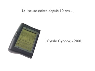 La liseuse existe depuis 10 ans ...
Cytale Cybook - 2001
 