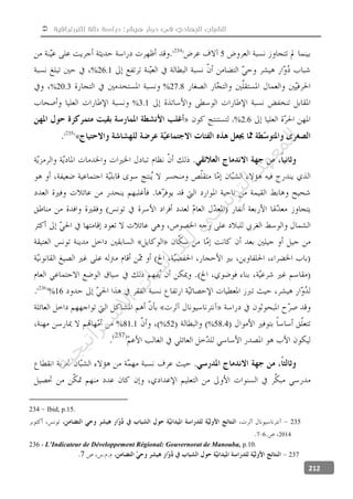  ‫إثنوغرافية‬ ‫حالة‬ ‫دراسة‬ :‫هيشر‬ ‫دوار‬ ‫في‬ ‫الجهادي‬ ‫الشباب‬
212
5
%26.1
27.8%20.3%
3.1%
2.6%
16%
58.4%52%81.1%
234 Ibid, p.15.
235
201467
236 - L’Indicateur de Développement Régional: Gouvernorat de Manouba, p.10.
2377
‫ﺔ‬‫ﻴ‬‫ﺠ‬‫ﻴ‬‫ﺗ‬‫ﺍ‬‫ﺮ‬‫ﺘ‬‫ﺳ‬
‫ﻻ‬‫ﺍ‬‫ﺕ‬
‫ﺎ‬‫ﺳ‬
‫ﺍ‬‫ﺭ‬‫ﺪ‬‫ﻠ‬‫ﻟ‬‫ﻲ‬
‫ﺴ‬
‫ﻧ‬‫ﻮ‬‫ﺘ‬‫ﻟ‬‫ﺍ‬‫ﺪ‬‫ﻬ‬‫ﻌ‬‫ﻤ‬‫ﻟ‬‫ﺍ‬
 