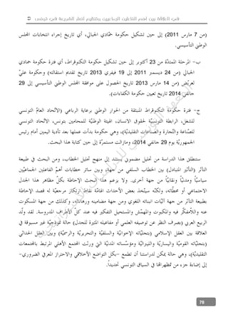  ‫تونس‬ ‫في‬ ‫الشريعة‬ ‫أنصار‬ ‫وتنظيم‬ ‫الجماعيين‬ ‫الفاعلين‬ ‫أهم‬ ‫بين‬ ‫العالقة‬ ‫في‬
78
72011
23
242011192013
14201329
2014
292014
‫ﺔ‬‫ﻴ‬‫ﺠ‬‫ﻴ‬‫ﺗ‬‫ﺍ‬‫ﺮ‬‫ﺘ‬‫ﺳ‬
‫ﻻ‬‫ﺍ‬‫ﺕ‬
‫ﺎ‬‫ﺳ‬
‫ﺍ‬‫ﺭ‬‫ﺪ‬‫ﻠ‬‫ﻟ‬‫ﻲ‬
‫ﺴ‬
‫ﻧ‬‫ﻮ‬‫ﺘ‬‫ﻟ‬‫ﺍ‬‫ﺪ‬‫ﻬ‬‫ﻌ‬‫ﻤ‬‫ﻟ‬‫ﺍ‬
 