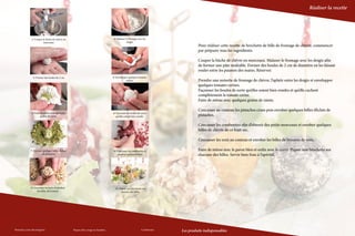 Réaliser la recette




               1/ Couper la bûche de chêvre en                                    2/ Malaxer le fromage avec les
                          morceaux                                                            doigts
                                                                                                                                    Pour réaliser cette recette de brochette de bille de fromage de chèvre, commencer
                                                                                                                                    par préparer tous les ingrédients.

                                                                                                                                    Couper la bûche de chêvre en morceaux. Malaxer le fromage avec les doigts afin
                                                                                                                                    de former une pâte maléable. Former des boules de 2 cm de diamètre en les faisant
                                                                                                                                    rouler entre les paumes des mains. Réserver.
                3/ Former des boules de 2 cm                                      4/ Envelopper quelques tomates
                                                                                              cerises                               Prendre une noisette de fromage de chèvre, l’aplatir entre les doigts et envelopper
                                                                                                                                    quelques tomates cerises.
                                                                                                                                    Façonner les boules de sorte qu’elles soient bien rondes et qu’elle cachent
                                                                                                                                    complètement la tomate cerise.
                                                                                                                                    Faire de même avec quelques grains de raisin.

                                                                                                                                    Concasser au couteau les pistaches crues puis enrober quelques billes d’éclats de
               5/ Faire de même avec quelques                                     6/ Façonner les boules de sorte
                        grains de raisin                                             qu’elles soient bien rondes                    pistaches.

                                                                                                                                    Concasser les cranberries afin d’obtenir des petits morceaux et enrober quelques
                                                                                                                                    billes de chèvre de ce fruit sec.
                                                                                                                                    	
                                                                                                                                    Concasser les noix au couteau et enrober les billes de brisures de noix.

              7/ Enrober quelques billes d’éclats                                  8/ Concasser les cranberries et                  Faire de même avec le pavot bleu et enfin avec le curry. Piquer une brochette sur
                        de pistaches                                                   enrober quelques billes                      chacune des billes. Servir bien frais à l’apéritif.




              9/ Concasser les noix et enrober                                      10/ Piquer une brochette sur
                   les billes de brisures                                                chacune des billes




Pistaches crues décortiquées                        Piques déco rouge en bambou                              Cranberries   Les produits indispensables                                                   La qualité professionnelle pour tous !
 