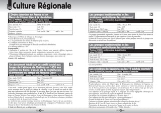 RUBRIQUE
           02    Culture Régionale
            L’Ordre cistercien en France et en                                                                 Les granges traditionnelles et les
            Berry du Moyen Age à la révolution                                                                 pratiques symboliques les entourant
            Marcel MOREAU, professeur, titulaire d’une licence                                                 Thérèse LEGRAS, conférencière du patrimoine
            et d’un DEA d’histoire, spécialiste de l’Ordre cistercien                                          Sylvie SYLVANISE
            Jour : mercredi, 16 h                Début : 03 mars 2010                                          Jour : mardi, 15 h                Début : 16 mars 2010
            Durée totale : 4 h                   Code : 0211                                                   Durée totale : 4 h                Code : 0213
            Durée du cours : 2 h                 Lieu : UP1                                                    Durée du cours : 2 h + 1 visite   Lieu : UP1
            Fréquence : quinzaine                Coût : tarif A : 28              tarif B : 26                 Fréquence : 1 fois + 1 visite 2 h Coût : tarif A : 28                 tarif B : 23
            03/03/10 - 17/03/10                                                                               Les granges pyramidales régionales, plantées sur la terre pour abriter le fruit d’une année de
           • Historique de l’Ordre de Cîteaux et chronologie                                                  travail. Un patrimoine architectural lié aux croyances et rites de protection.
           • Saint Bernard et les pères fondateurs.                                                           La date de la sortie prévue avec Sylvie Sylvanise pour visiter quelques unes de ces granges sera
           • La vie quotidienne des moines du Moyen Age à nos jours.                                          déterminée en accord avec les auditeurs.
           • Les abbayes cisterciennes en Berry.
             Exemples de la vie monastique en Berry à la veille de la Révolution.                              Les granges traditionnelles et les
           • Les derniers abbés en 1789.
           Iconographie :                                                                                      pratiques symboliques les entourant
           • Documents d’ archives du Cher et de l’Indre, (chartes, actes notariés, affiches, imprimés,        Thérèse LEGRAS, conférencière du patrimoine
             lettres, baux, plans, inventaires, procès, enluminures, manuscrits, cartes).                      Sylvie SYLVANISE
           • Présentation bibliographie donnée aux auditeurs comprenant : cartes, chronologie, plans et        Jour : mardi, 18 h 15             Début : 16 mars 2010
             photos d’abbayes, listes d’abbayes et adresses, horaire monastique, mots croisés, etc.
                                                                                                               Durée totale : 4 h                Code : 0214
           Limité à 10 auditeurs.
                                                                                                               Durée du cours : 2 h + 1 visite   Lieu : UP1
                                                                                                               Fréquence : 1 fois + 1 visite 2 h Coût : tarif A : 28                 tarif B : 23
            Un document inédit sur un conflit social aux                                                      Cf. cours précédent.
            forges de l’abbaye de Chalivoy en 1455 aux
            confins du Berry. L’essor de la métallurgie                                                        Les sorcières de Sagonne ou les “7 péchés mortels”
                                                                                                                Pierre DURANTON, historien régionaliste, docteur d’université
            d’armement au temps de Jacques Cœur                                                                 Jour : vendredi, 18 h                       Date : 16 octobre 2009
             Mathijs SCHOEVAERT , titulaire d’une maîtrise d’Histoire (Université Paris IV Sorbonne)
                                                                                                                Durée totale : 1 h 30                       Code : 0215
             Jour : mardi, 18 h 30                     Date : 15 décembre 2009                                  Durée du cours : 1 h 30                     Lieu : Littré
             Durée totale : 2 h                        Code : 0212                                              Fréquence : 1 fois                          Coût : tarif A : 10      tarif B : 8
             Durée du cours : 2 h                      Lieu : UP1
             Fréquence : 1 fois                        Coût : tarif A : 15        tarif B : 13                Pendant plusieurs siècles, du Moyen Age à la Renaissance, les châtelaines de Sagonne, en
                                                                                                              Berry près de Sancoins, surent se faire aimer, entretenir et retenir les attentions de plusieurs
           Cette étude inédite prend appui sur un document judiciaire faisant le récit d’un conflit           rois de France, parmi les plus prestigieux comme François 1er, en même temps que leur pire
           social meurtrier dans les forges de l’abbaye de Chalivoy et sur la venelle au nord de Feux,        ennemi : Charles Quint et même le pape en Avignon. Quel tempérament !
           pour une redécouverte du site des forges et son étang dont il ne reste que peu de traces. Les      Leur influence sur la politique royale de ce temps fut loin d’être négligeable. Historique de
           recherches historiques nous conduisent sur les pas de la famille de Jean Rousseau, maître des      cette seigneurie. Succession des visites des différents souverains.
           forges en Puysaye, héritier d’une noblesse ferrière de Bourgogne, et nous montrent l’apport des    Qu’advint-il de ces femmes d’influence, à la cuisse légère ?
           aciérons liègeois dans le renouveau de la métallurgie avec les évolutions techniques, juridiques   Leur influence fut-elle aussi réelle qu’on le pense généralement ?
           et sociales à la fin de la guerre de Cent ans.                                                     En quoi le destin de la France a-t-il pu en être influencé ?
           Les recherches du contexte historique montrent le rôle de Jacques Cœur et de son associé Jean      Comment ces femmes galantes pouvaient-elles orienter les décisions du roi ?
           de Bar dans l’essor d’une métallurgie d’armement des compagnies d’Ordonnance royale en             Réactions de la Cour de France envers ces dames redoutées par le Roi.
           Puysaye et dans le Val d’Aubois et de Vauvise en Berry.                                            Présentation de documents, de portraits d’époque et de croquis et dessins.
           L’étude est illustrée par un diaporama.                                                            Elles furent surnommées à Versailles « les 7 Péchés Mortels » !
                                                         30                                                                                                 31
 