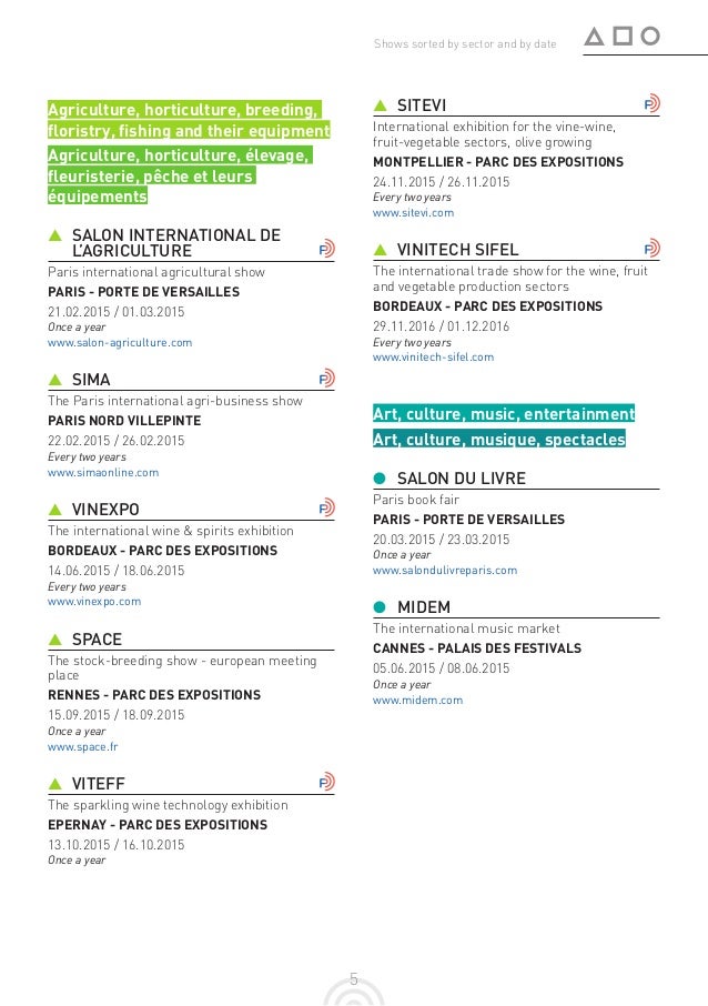 Calendrier Des Salons Internationaux En France 2015 2016