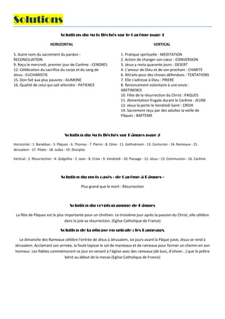 Livret de caté de Carême à pâques