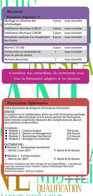 Catalogue des Formations 1er semestre 2017