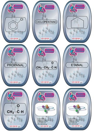41 Pares 
Químicos 
Pares 
Químicos 
Pares 
Químicos 
Pares 
Químicos 
O 
Pares 
Químicos 
Pares 
Químicos 
Pares 
Químicos 
Pares 
Químicos 
Cl 
CICLOPENTANO 
PROPANAL 
CH3 CH2 C H 
ETANAL 
O 
CH3 C H 
Fonte Imagem: 
http;//www.omegasystem.cl/ 
omegapix/productos/ 
ingenieria/aveva/ 
moleculeshadow.gif 
Pares 
Químicos 
Fonte Imagem: 
http;//www.omegasystem.cl/ 
omegapix/productos/ 
ingenieria/aveva/ 
moleculeshadow.gif 
 