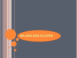 BILANS DES ELEVES
 
