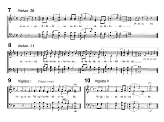7 Aleluia 20
(A-Ie -lu - ia!) A - le - lu la, ia,
a -Ie - lu - ~~~)
a - le - lu ia!
(A - le - lu - ia!)
8 Aleluia 21
(A - le -lu - ia!)
112.
A-Ie-Iu-ia, a -Ie-Iu-ia,- a-Ie-Iu-ia, a - le -lu-ia! -Ie-Iu-ia! __
(A -Ie-Iu - ia!)
- te.Vi-gi - la - te
10 Vigilate II
te.
(Vigiai e orai)Vigilate I
(Vi - gi-Ia-te) Vi - gi-Ia-te et
9
 