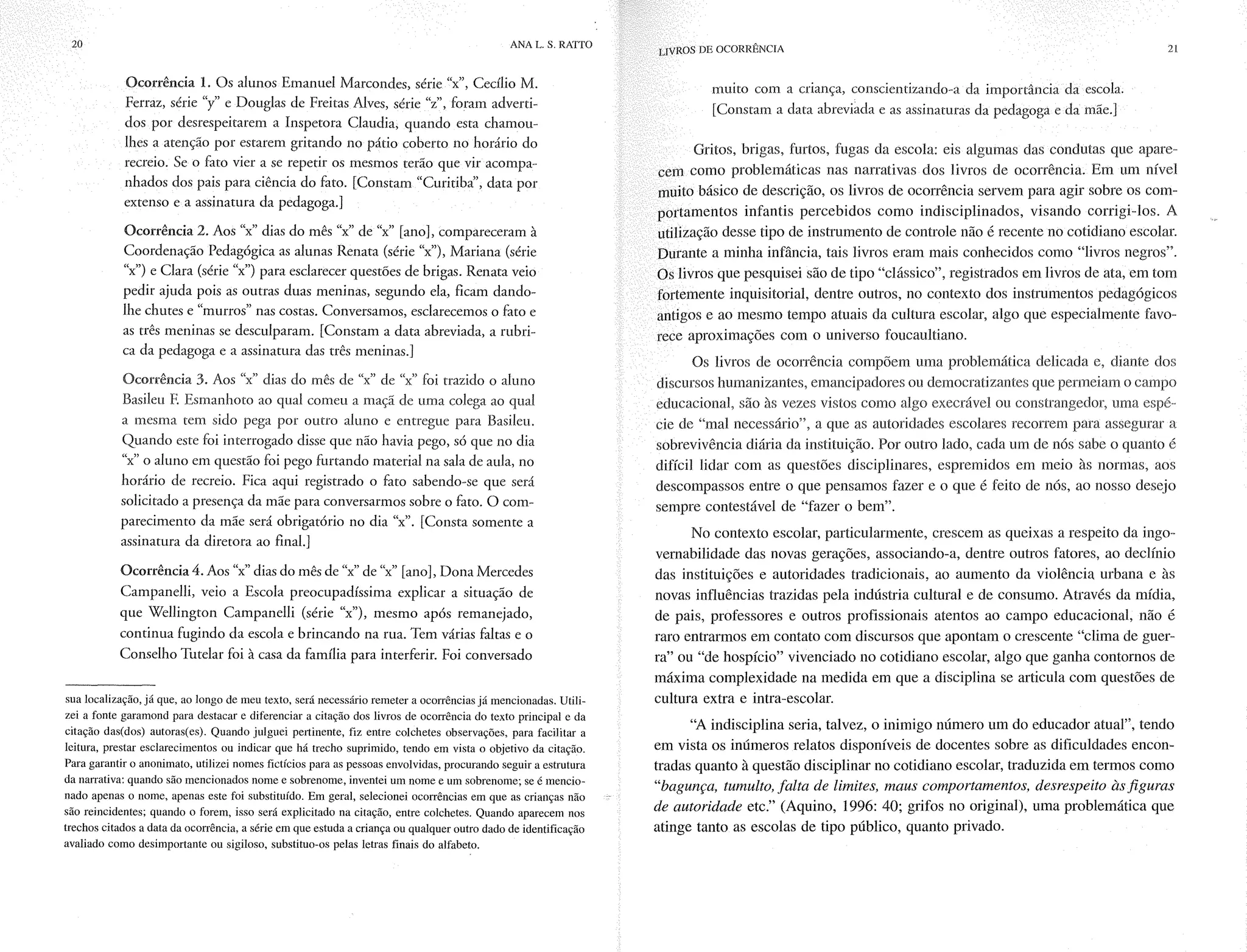 Livro livros de ocorrência ratto